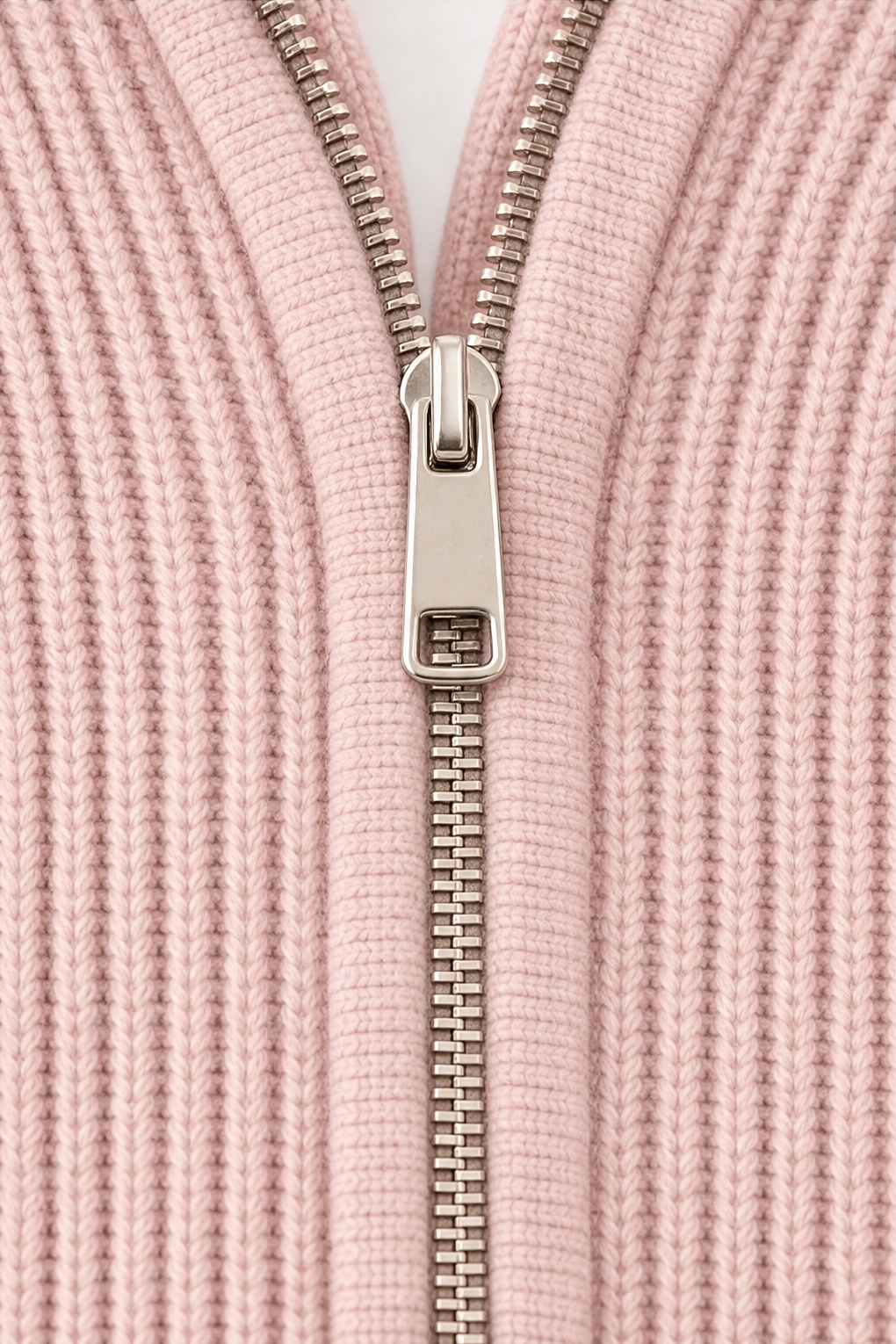 Stripevie - Ribbed Stretch-Knit Zip-Up Women's Cardigan