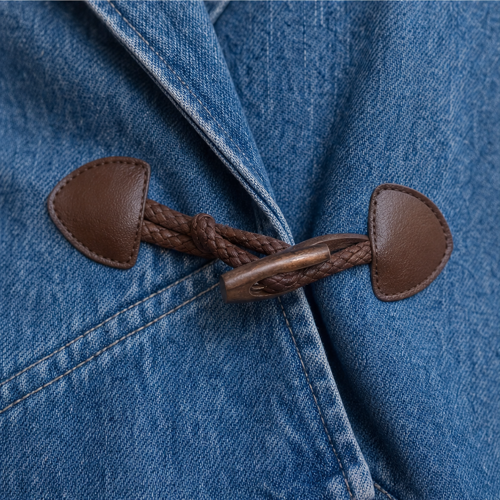 Everden Wrap Denim Jacket - Toggle Front Women's Jacket