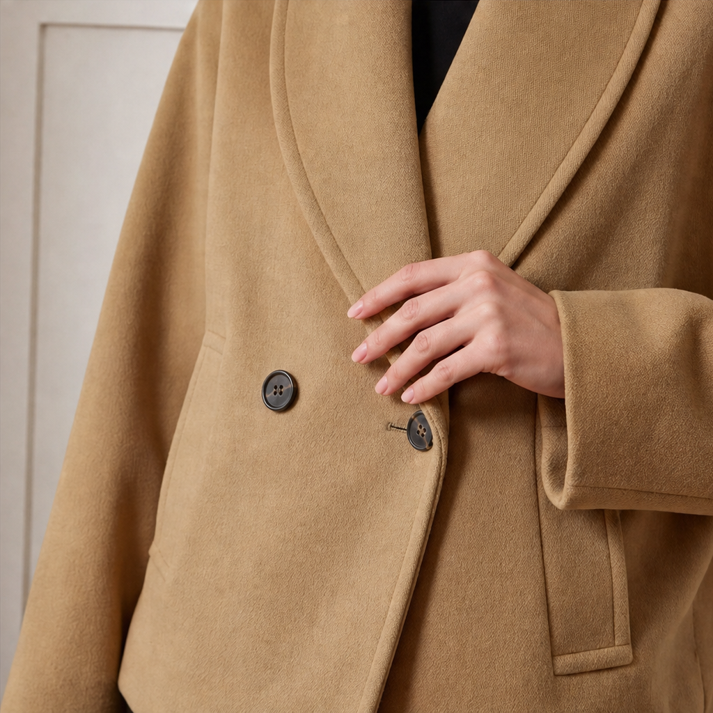 Velaire Cropped Batwing Coat - Double-Breasted Women's Coat