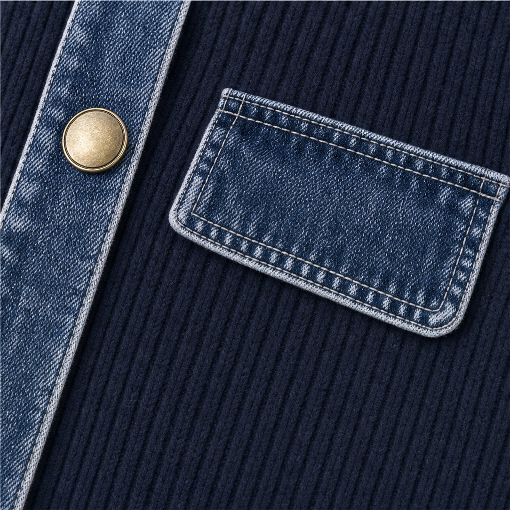 Wearbella Longline Jacket - Women's Denim Look Knit Jacket