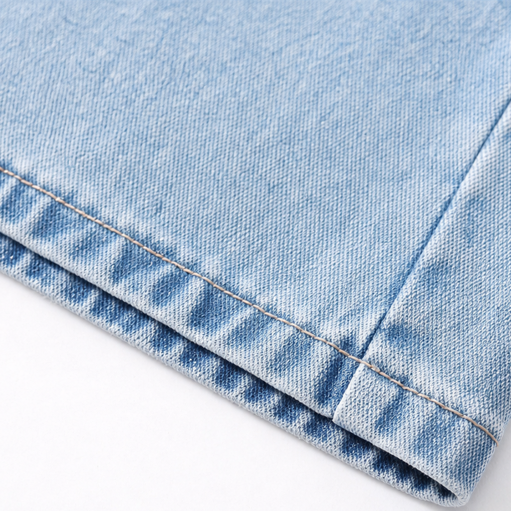 Longline Denim Jeans - Women's High Waisted Straight Leg