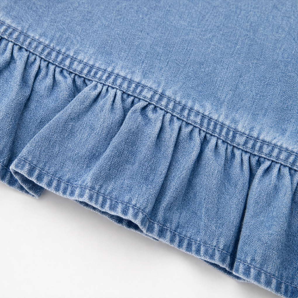 Ruffledenim Cardigan - Women's Ruffle Trim Denim Look Layer