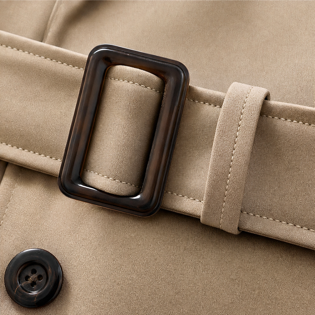 Winterly Belted Trench Coat - Women's Mid-Length Coat