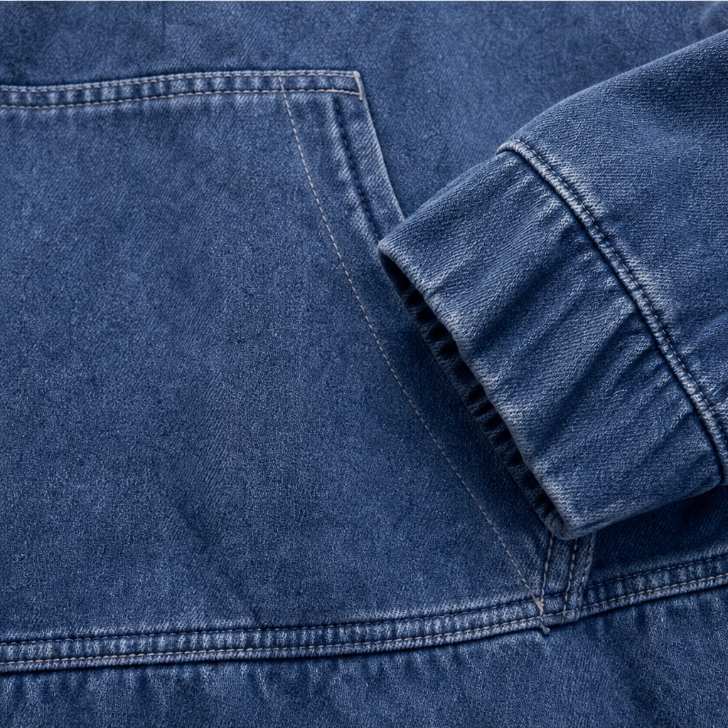 Denim Ease Oversized Hoodie - Washed Denim-Look Women's Top