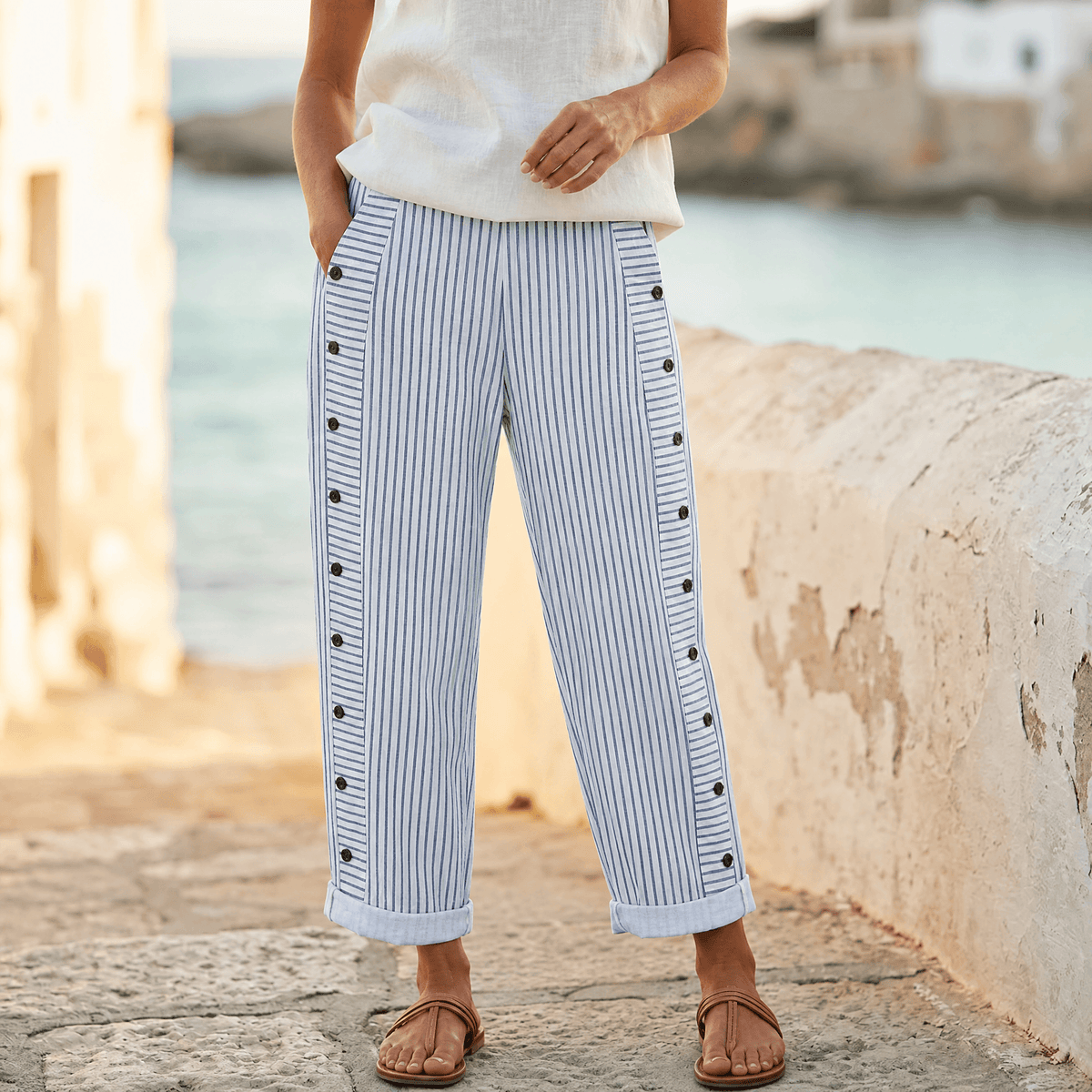 Coastlyn Striped Pants - Women's Wide Leg Trousers