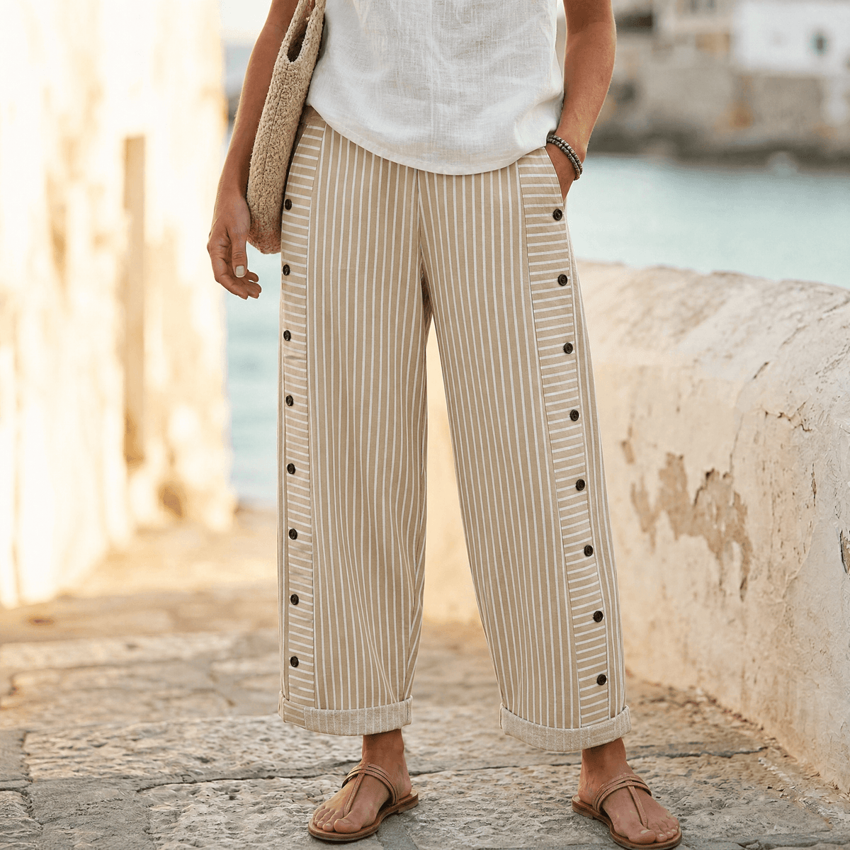Coastlyn Striped Pants - Women's Wide Leg Trousers