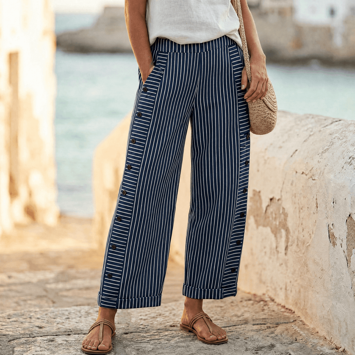 Coastlyn Striped Pants - Women's Wide Leg Trousers