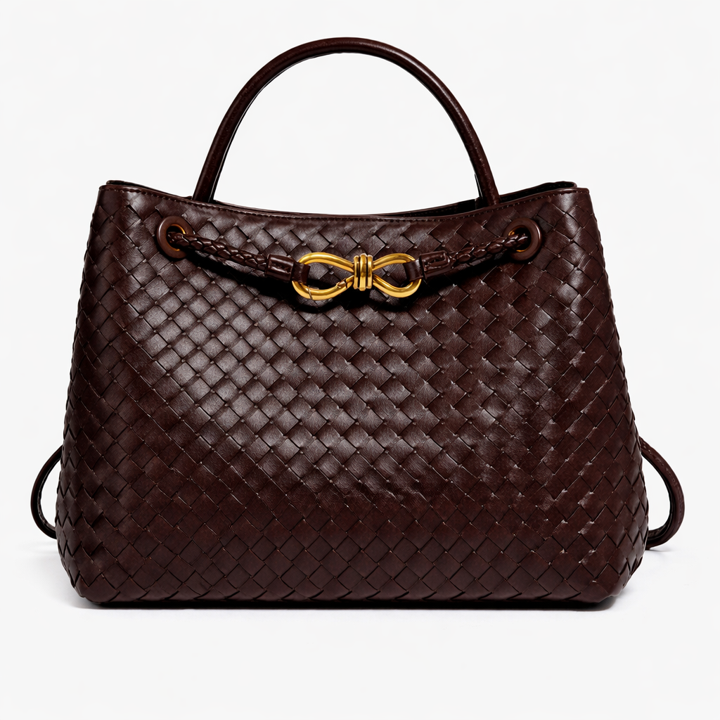Woven Tote Bag - Vegan Leather Women's Shoulder Bag