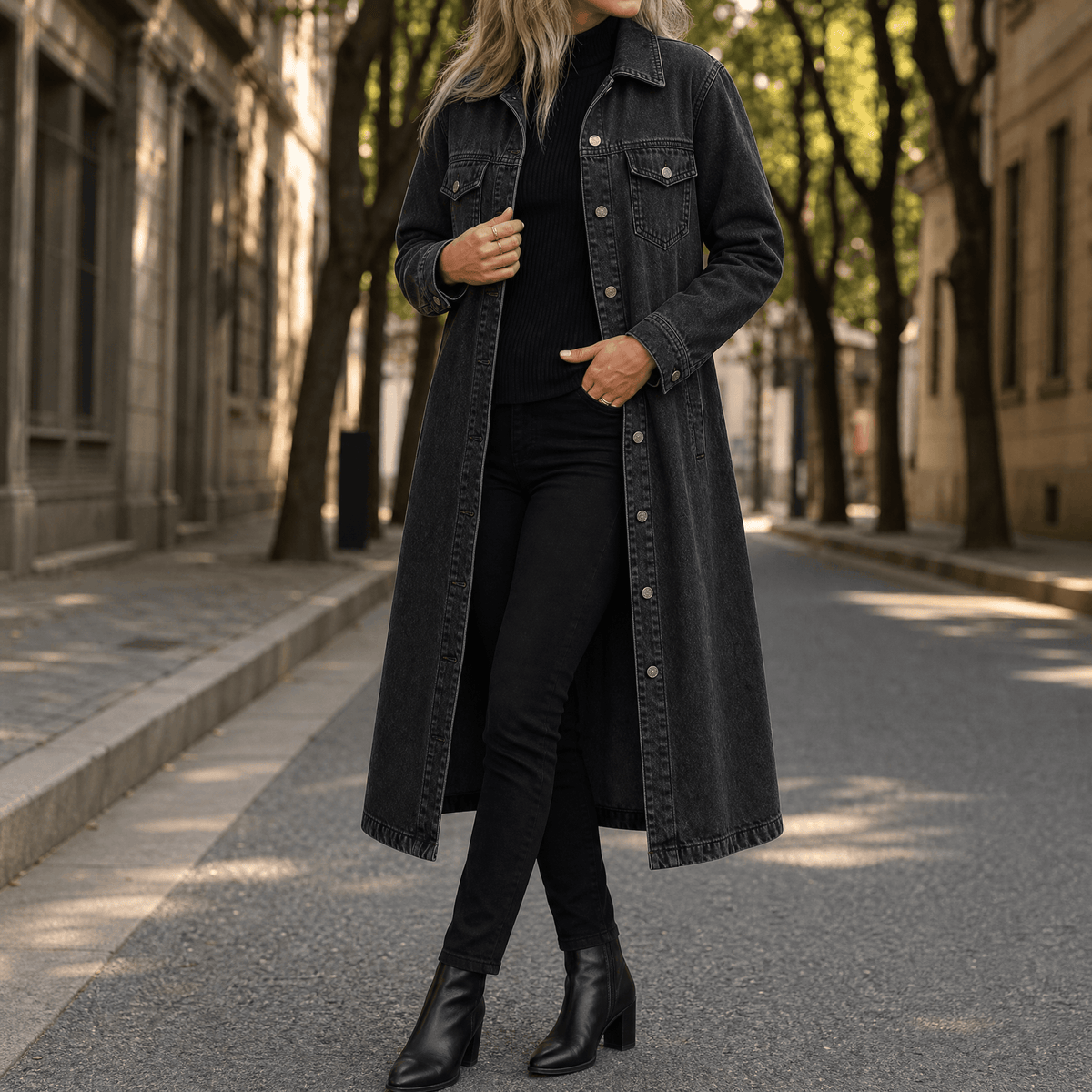 Denara Longline Denim Coat - Women's Oversized Denim Coat