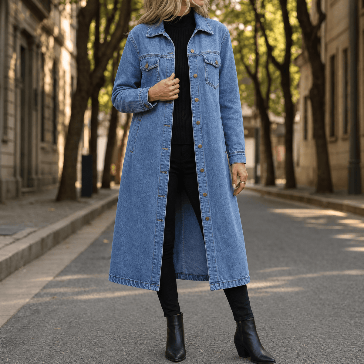 Denara Longline Denim Coat - Women's Oversized Denim Coat