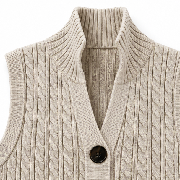 Elara Knit Longline Waistcoat - Cable-Knit Look Women's