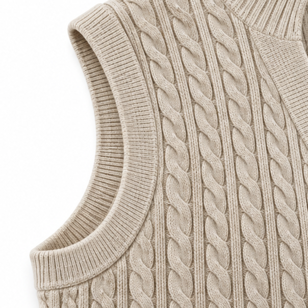 Elara Knit Longline Waistcoat - Cable-Knit Look Women's