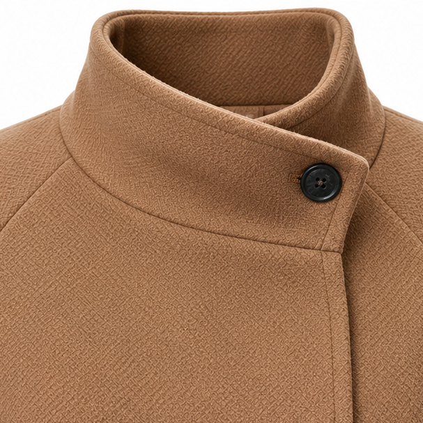 Velora Belted High-Neck Jacket - Asymmetric Women's Jacket