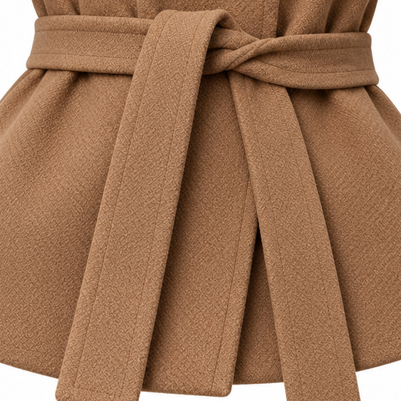 Velora Belted High-Neck Jacket - Asymmetric Women's Jacket