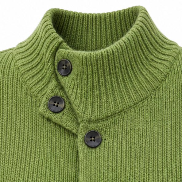 Diavelle High-Collar Cardigan - Diagonal Button Women's