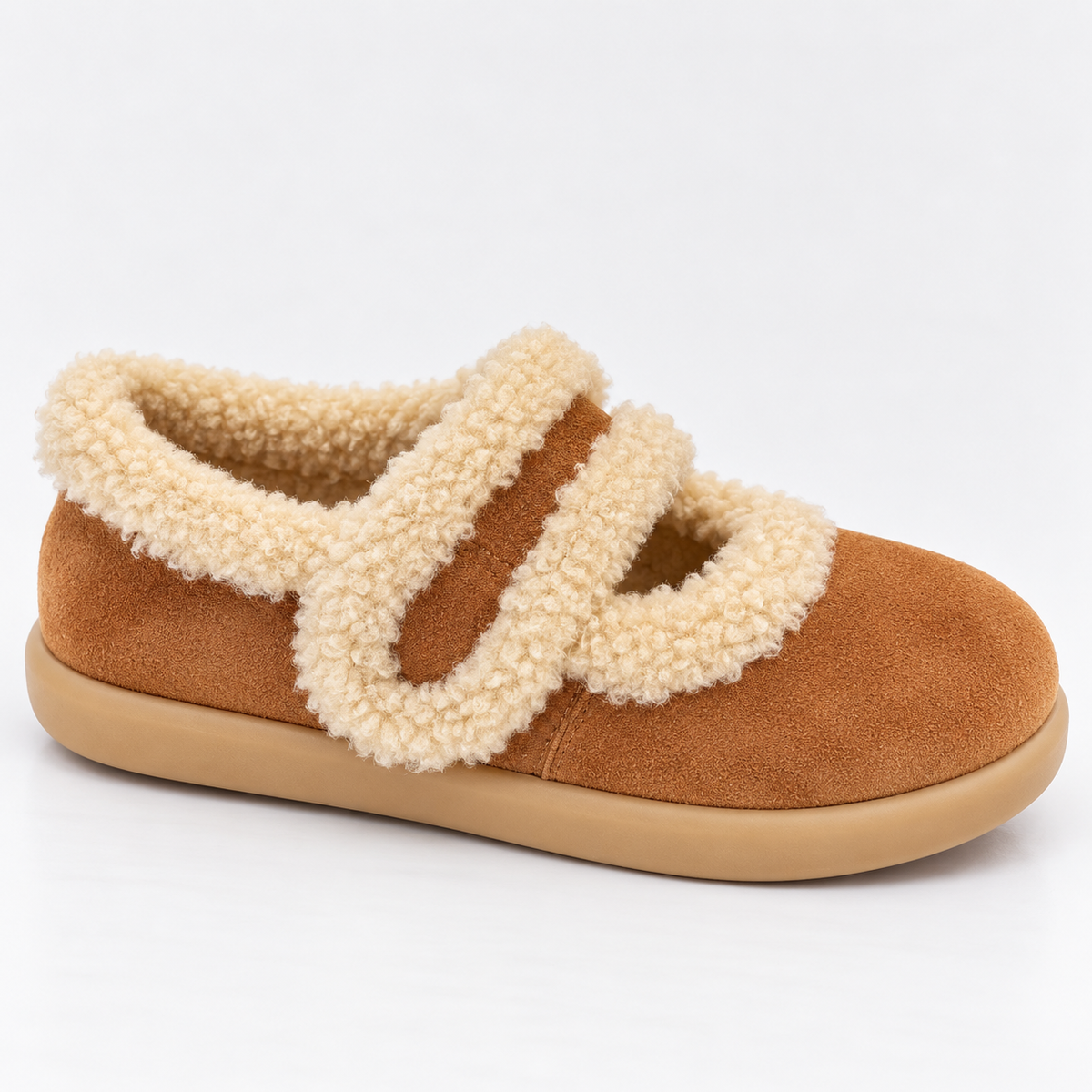 Suede Slippers - Women's Fur Lined Slip On Winter Shoes
