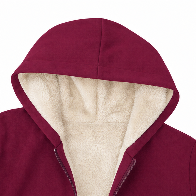 Cozelle Hooded Jacket - Women's Fleece Lined Look Mid Coat