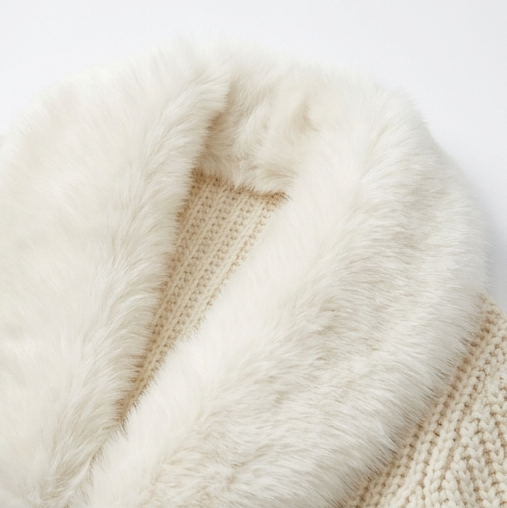 Sailorelle Long Knit Cardigan - Fur Collar Women's Cardigan