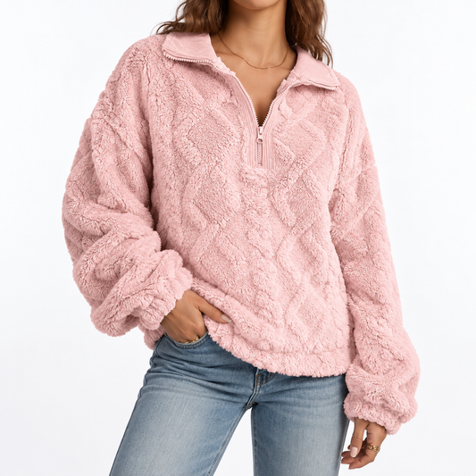 Textured Fleece Pullover - Women's Quarter Zip Top