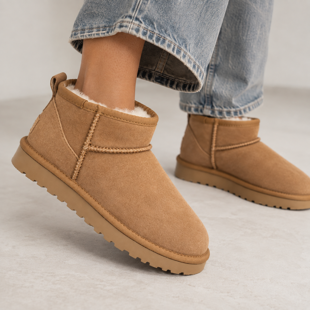 Suede Ankle Boots - Women's Fur Lined Winter Boots