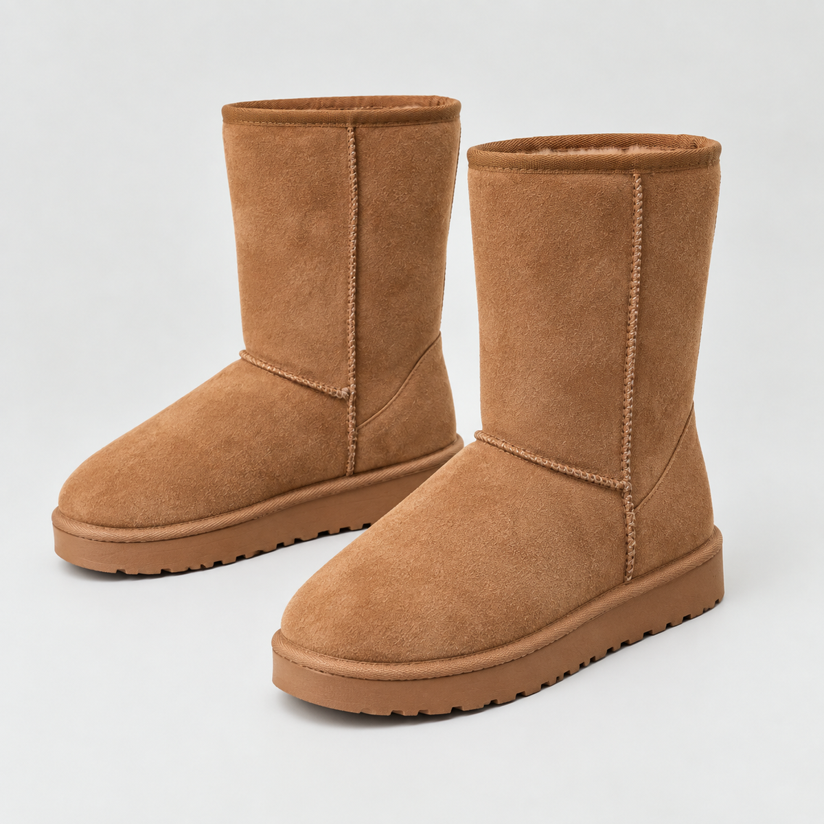Suede Winter Boots - Women's Warm Lined Mid-Calf Boots