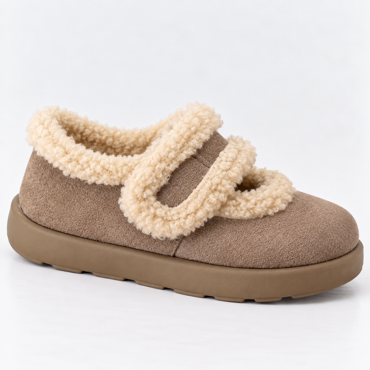 Suede Slippers - Women's Fur Lined Slip On Winter Shoes