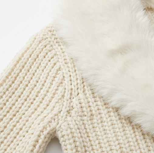 Sailorelle Long Knit Cardigan - Fur Collar Women's Cardigan