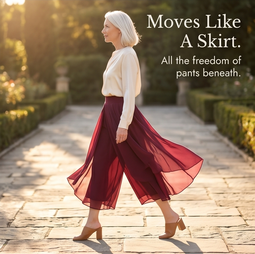 Sevella Culottes - Women's High Waist Chiffon Skirt Pants