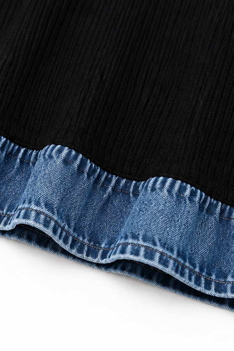 Layerlore Patchwork Cardigan - Women's Denim Look Hoodie