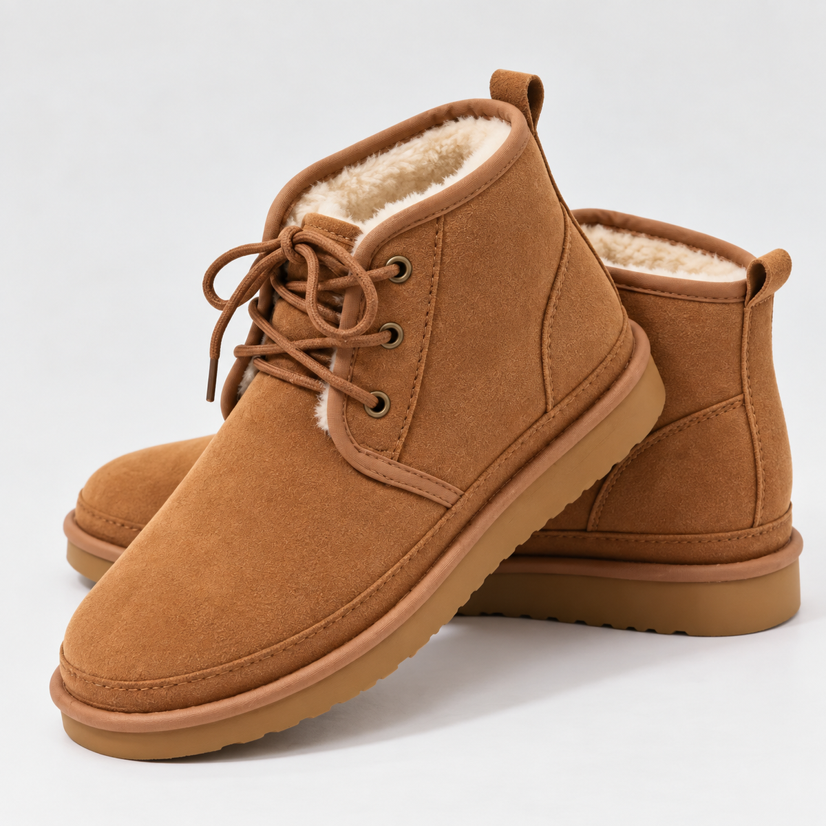 Suede Lace Up Ankle Boots - Women's Fur Lined Winter Boots