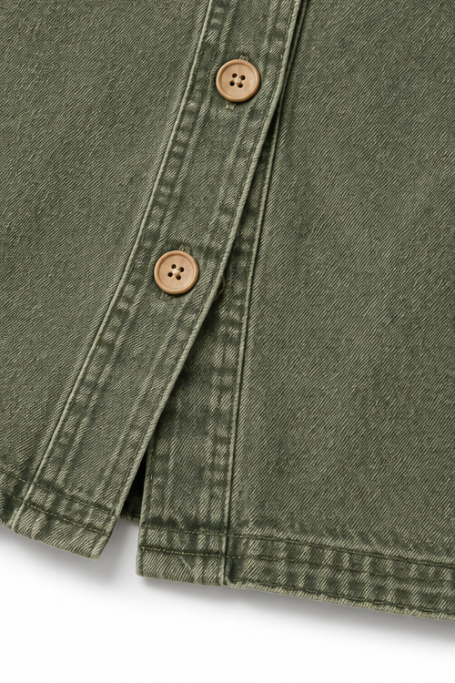 Corriveau Denim-Look Jacket - Washed V-Neck Women's Jacket