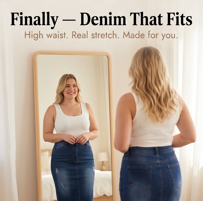 Veluna Denim Skirt - Frayed Hem A-Line Women's Skirt