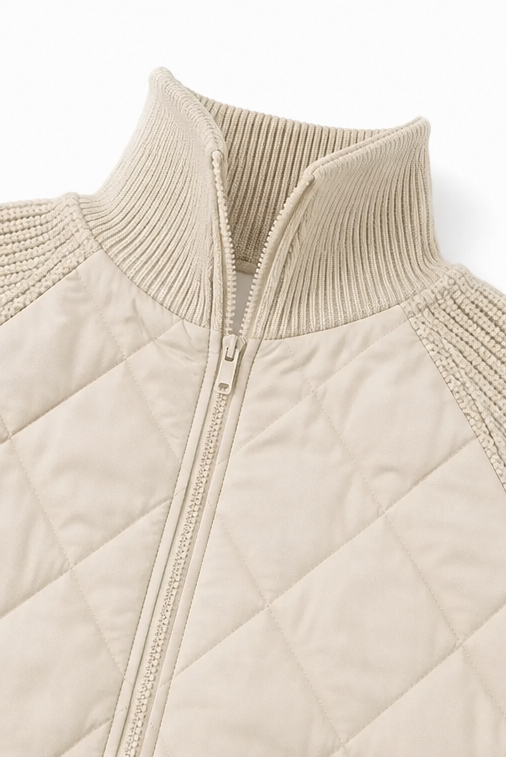 Knitpuff Knit Panel Puffer Jacket - Women's Quilted Jacket