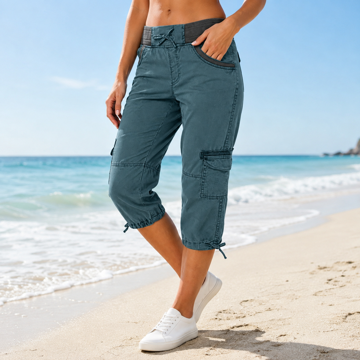 Ambervale Cropped Cargo Pants - Women's High Waist Cargos