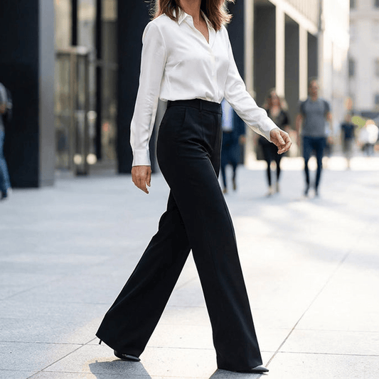Elara Wide Leg Suit Trousers - Women's High Waist Trousers