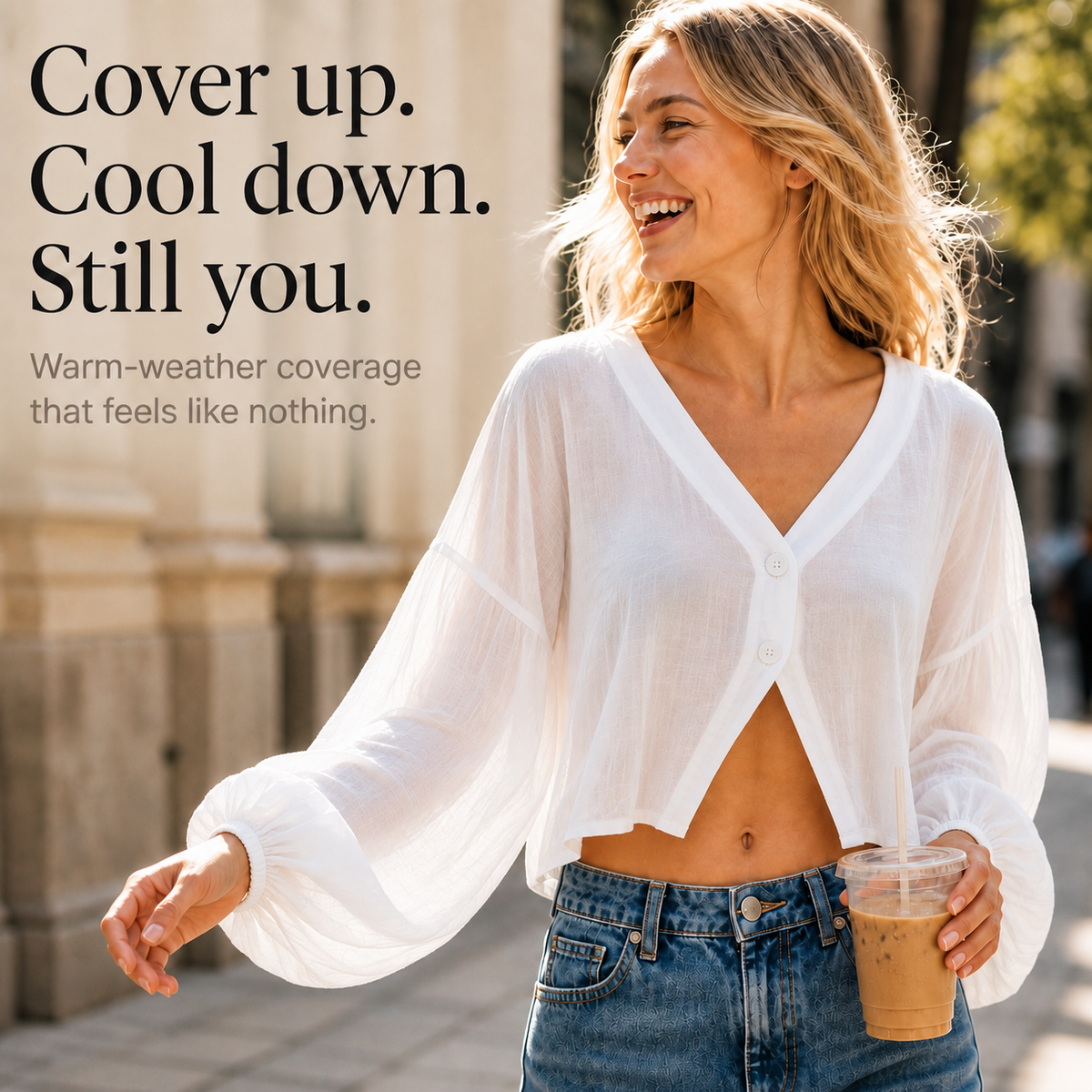 Cruvella Sheer Crinkle Layer - Women's Cropped Light Jacket