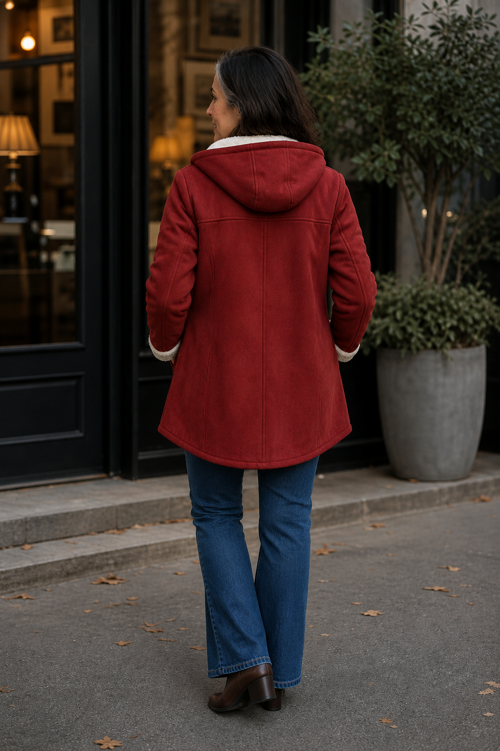 Suedeluxe Faux Suede Coat - Hooded Plush Lined Women's Coat