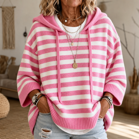 Wearbella - Oversized Striped Hooded Women's Sweater