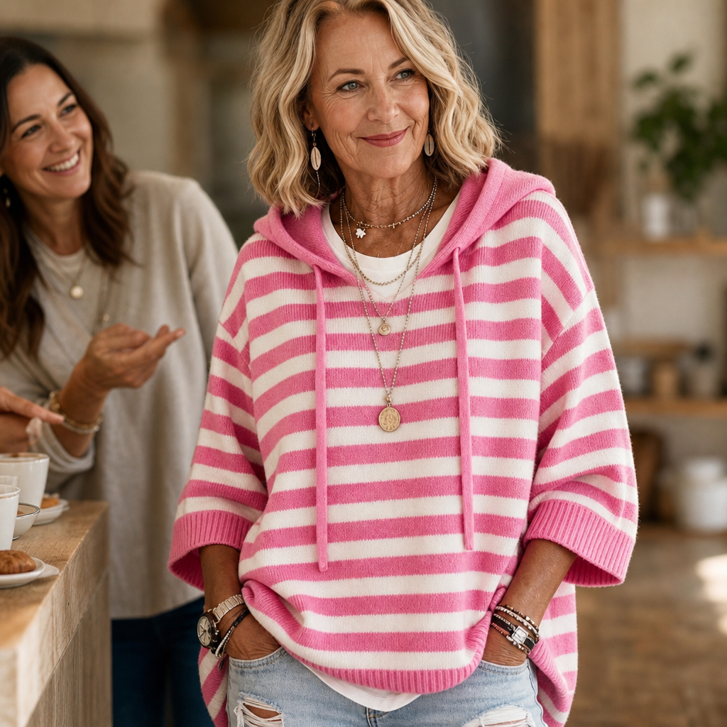 Wearbella - Oversized Striped Hooded Women's Sweater