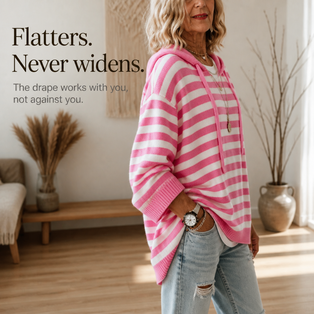 Wearbella - Oversized Striped Hooded Women's Sweater