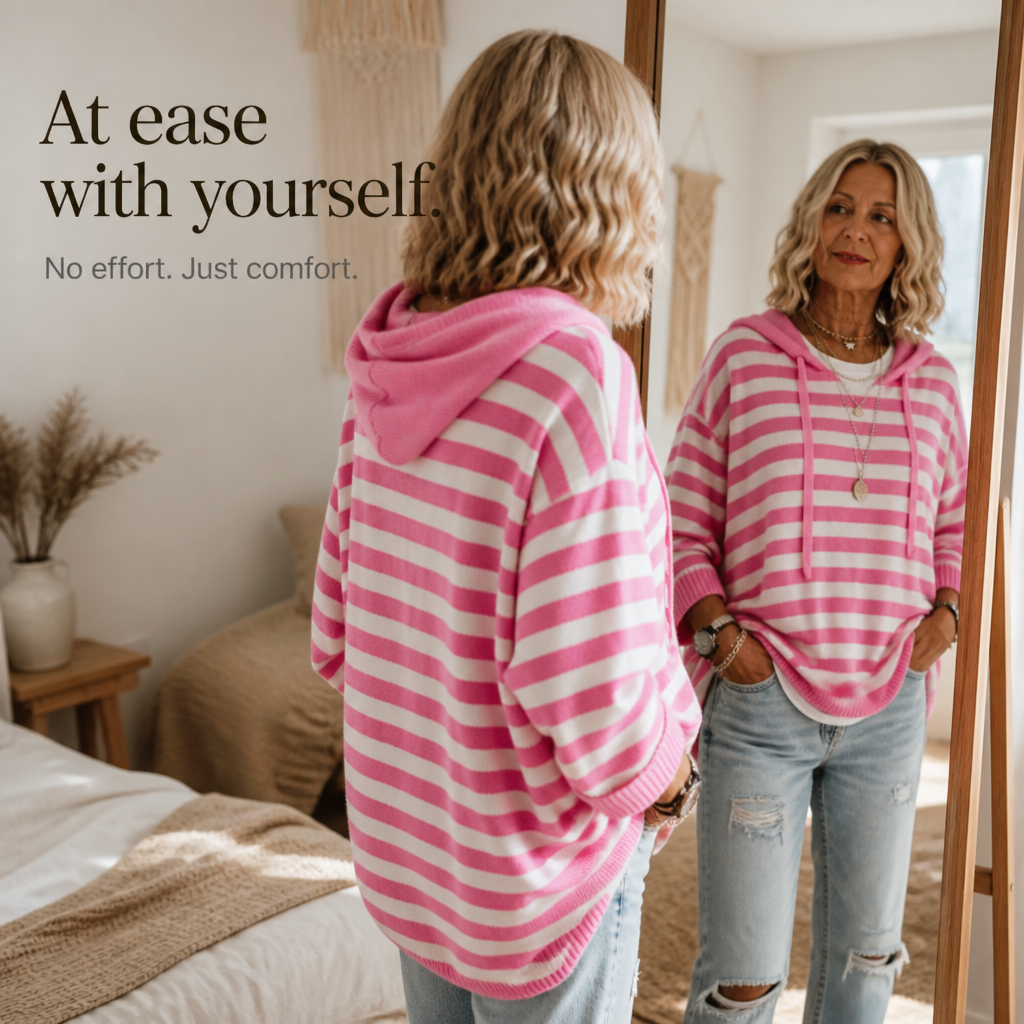 Wearbella - Oversized Striped Hooded Women's Sweater
