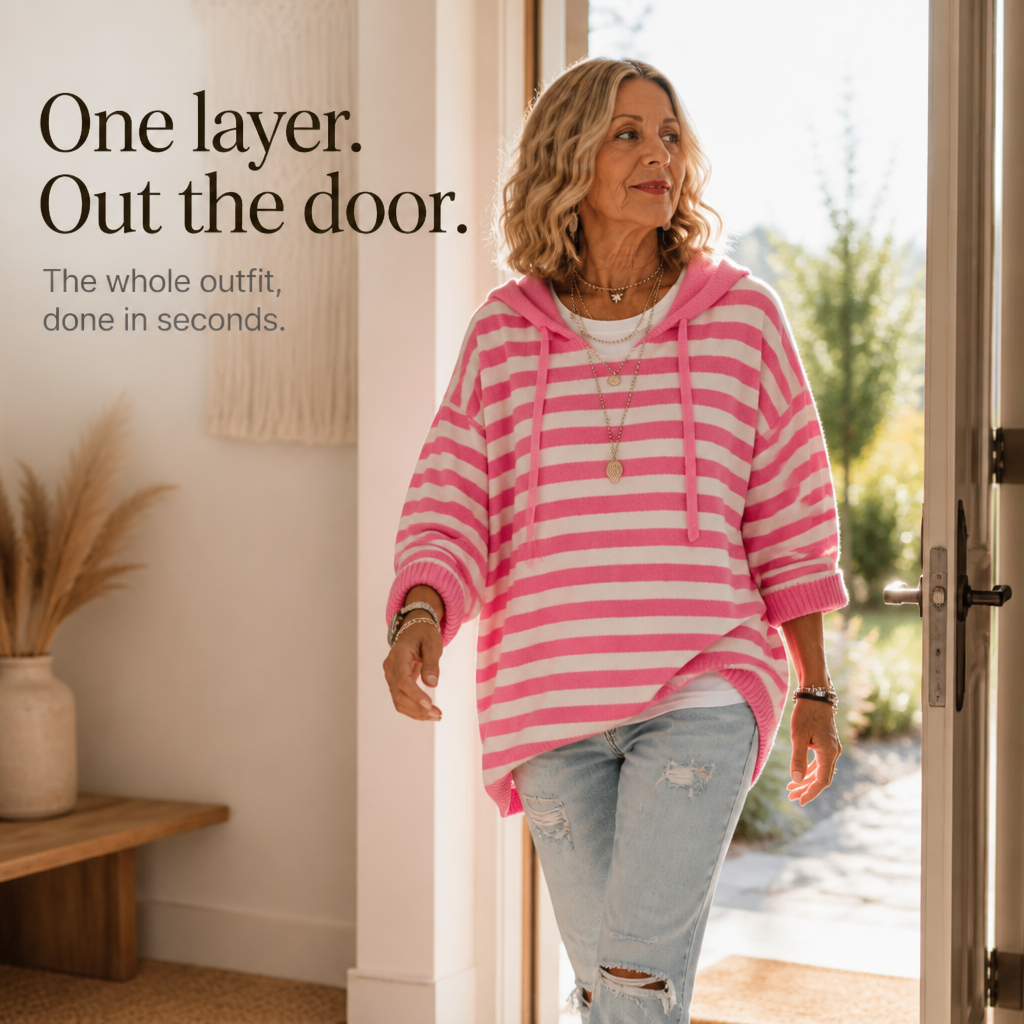 Wearbella - Oversized Striped Hooded Women's Sweater