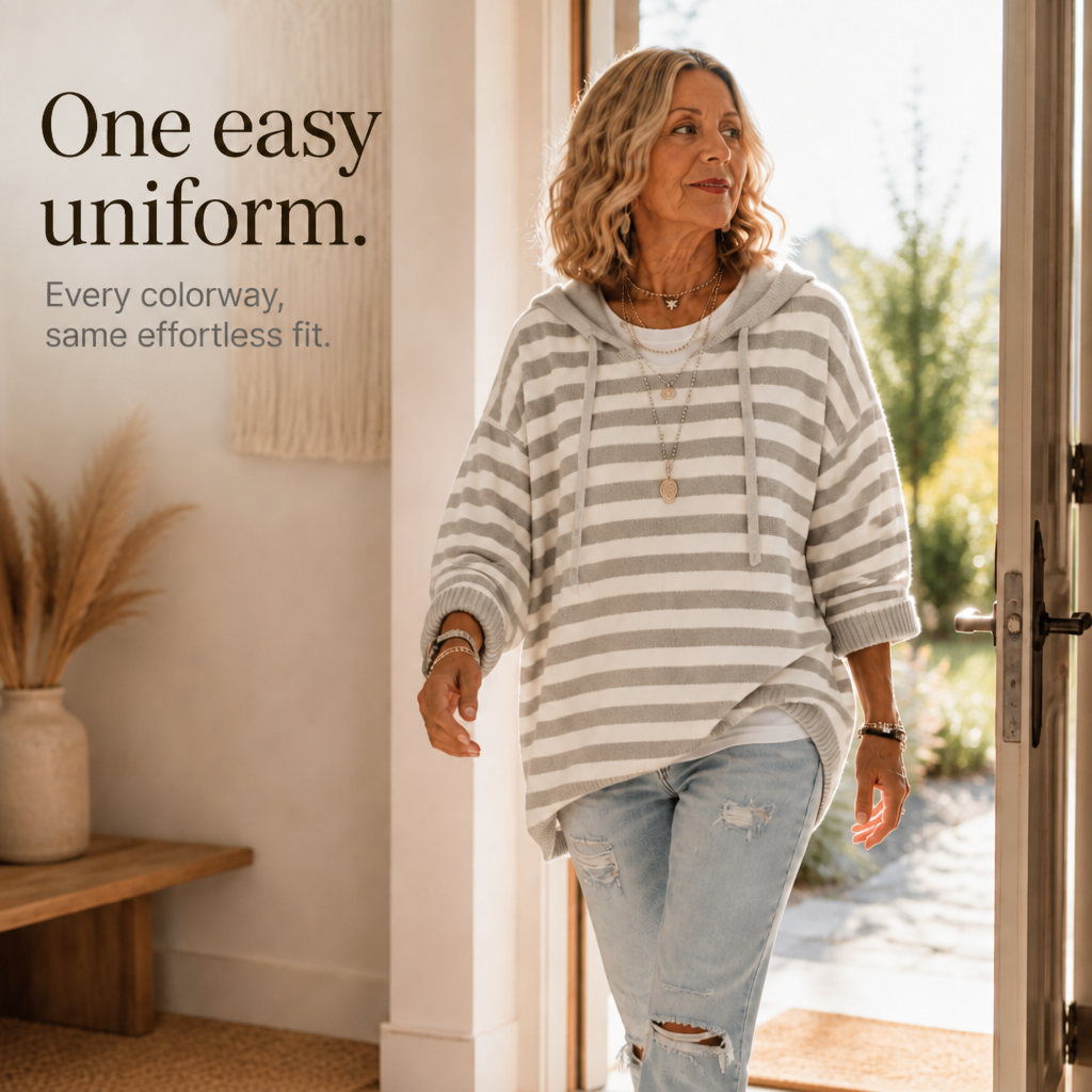 Wearbella - Oversized Striped Hooded Women's Sweater