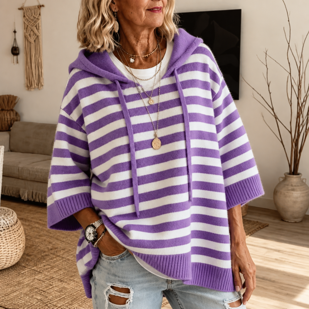 Wearbella - Oversized Striped Hooded Women's Sweater