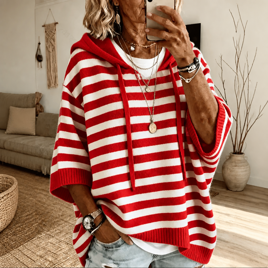 Wearbella - Oversized Striped Hooded Women's Sweater