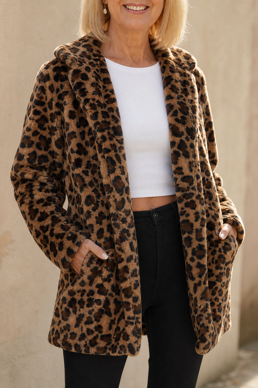 Leora Leopard Faux Fur Coat - Women's Longline Fur Coat