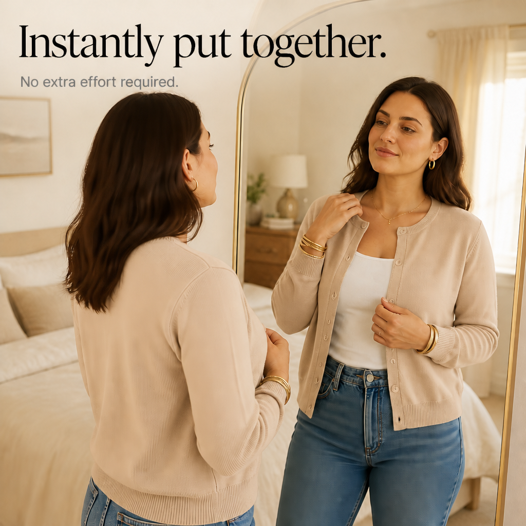 Buttonly - Fitted Ribbed Crop Women's Button Cardigan