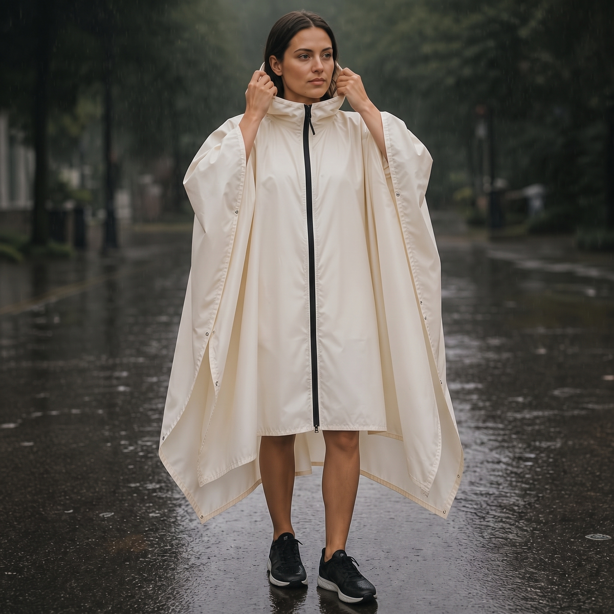 Zipdri Packable Rain Poncho - Women's Full-Zip Hooded