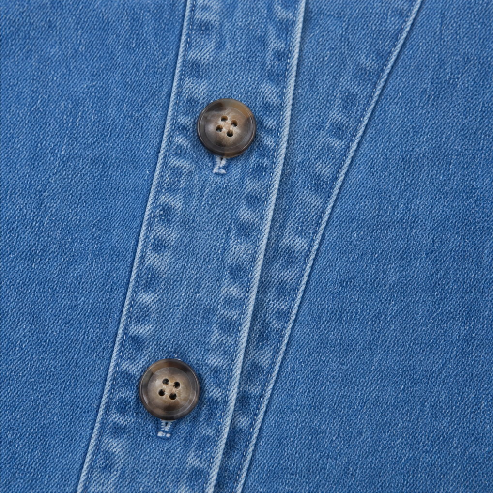 Drapella Denim Look Cardigan - Women's Collarless Cardigan