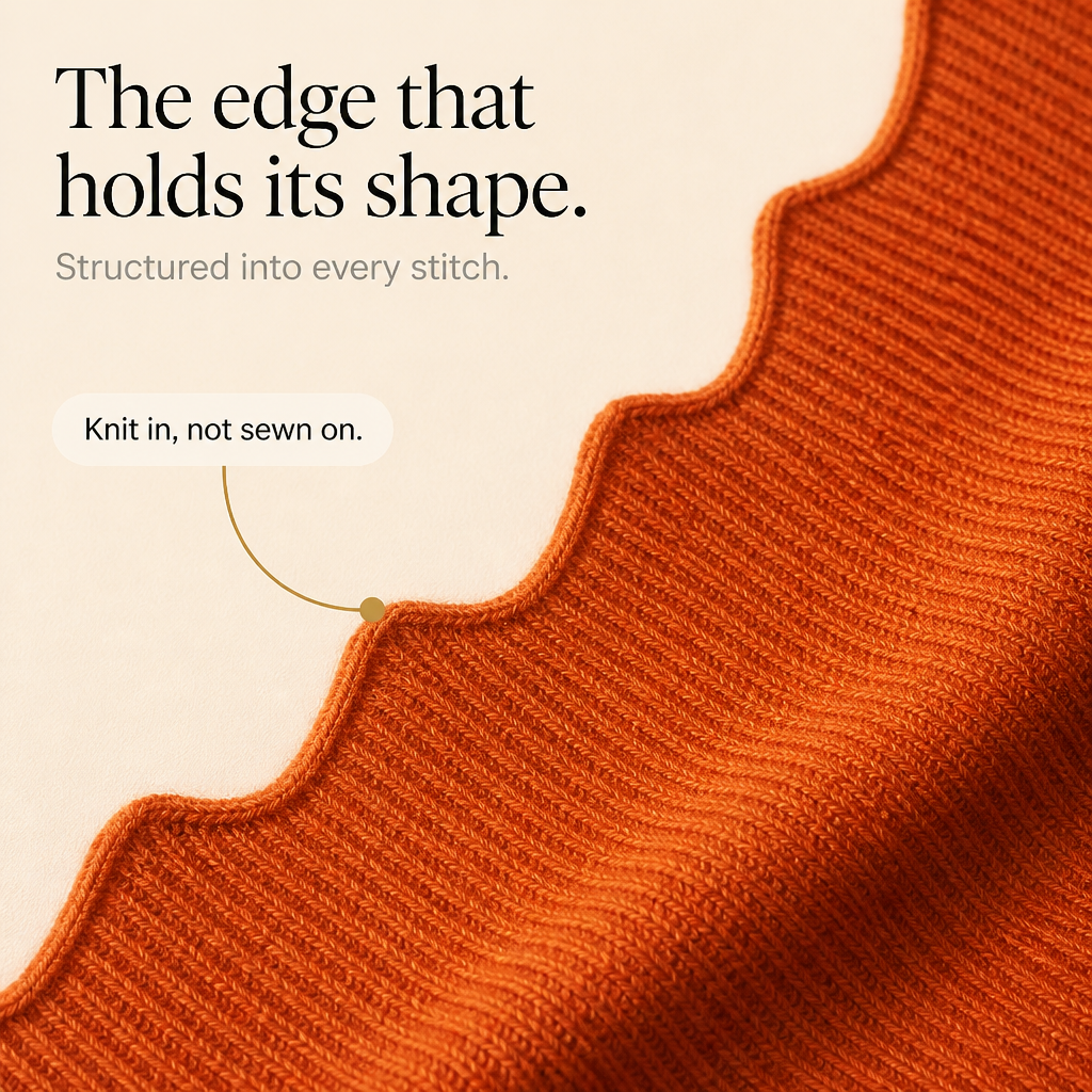 Wavelyn - Scalloped Edge V-Neck Women's Knit Sweater